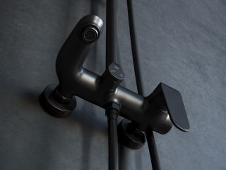 Душевая стойка Laguraty 7000 с изливом чёрный матовый